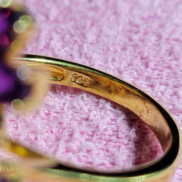 JTV Amethyst and White Topaz Ring Size 9 - Picture 5 of 6